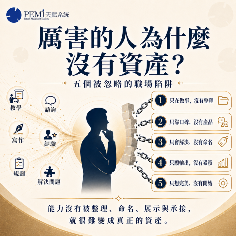 厲害的人為什麼沒有資產，五個被忽略的職場陷阱，PEMI 天賦系統解析能力如何變成資產